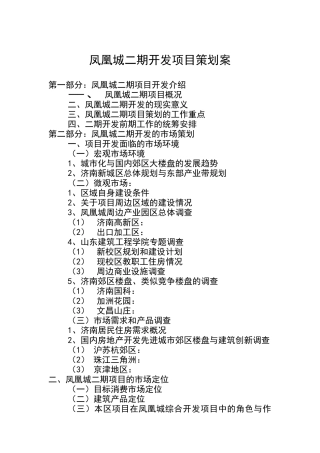 凤凰城二期开发项目策划方案研讨
