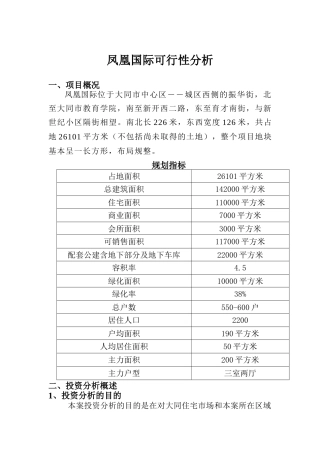 凤凰国际可行性分析（DOC 39页）