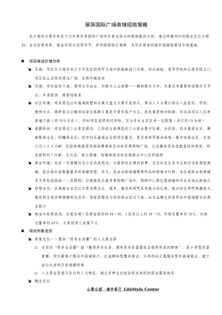 南京江宁翠屏国际广场招商策略报告