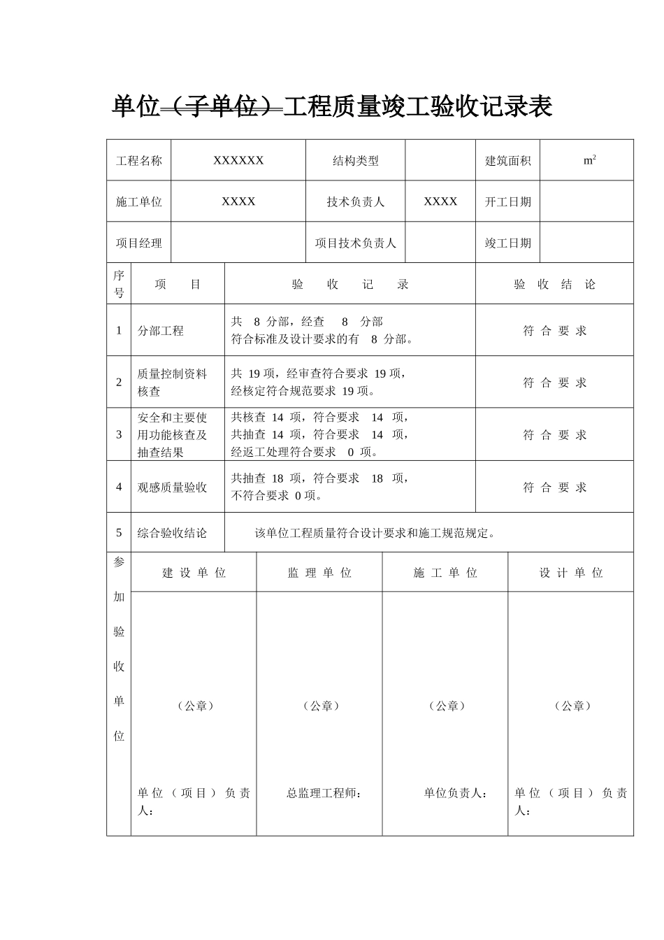 单位工程验收记录_第1页