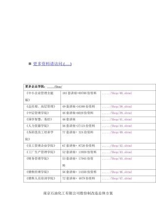 南京某公司股份制改造总体方案