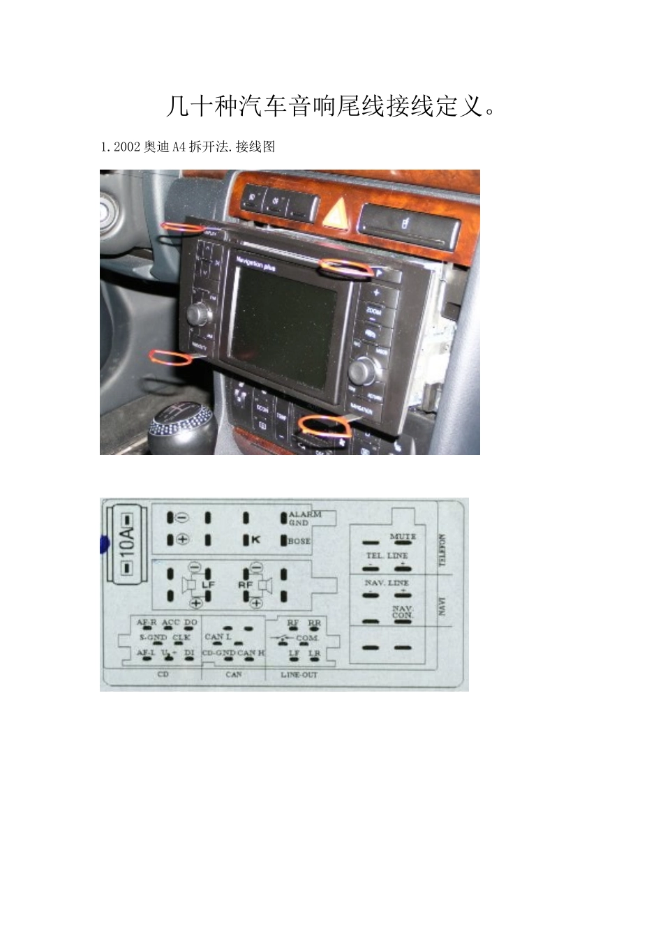几十种汽车音响尾线接线定义_第1页
