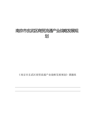 南京市某区商贸流通产业战略发展规划