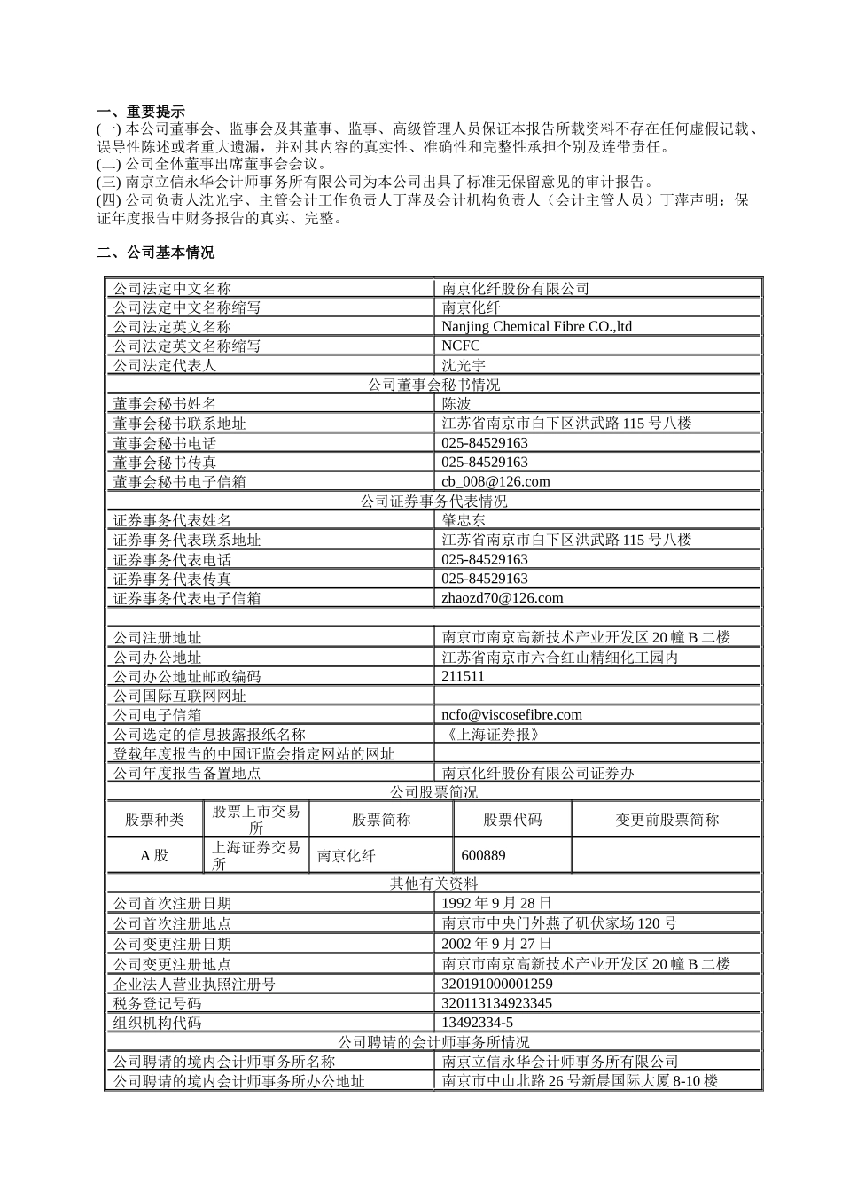 南京化纤股份有限公司财务年度报告_第3页