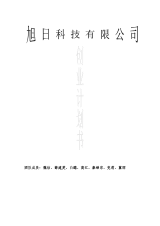 创业优秀案例--旭日科技有限公司创业计划书--班内传阅,请勿外传