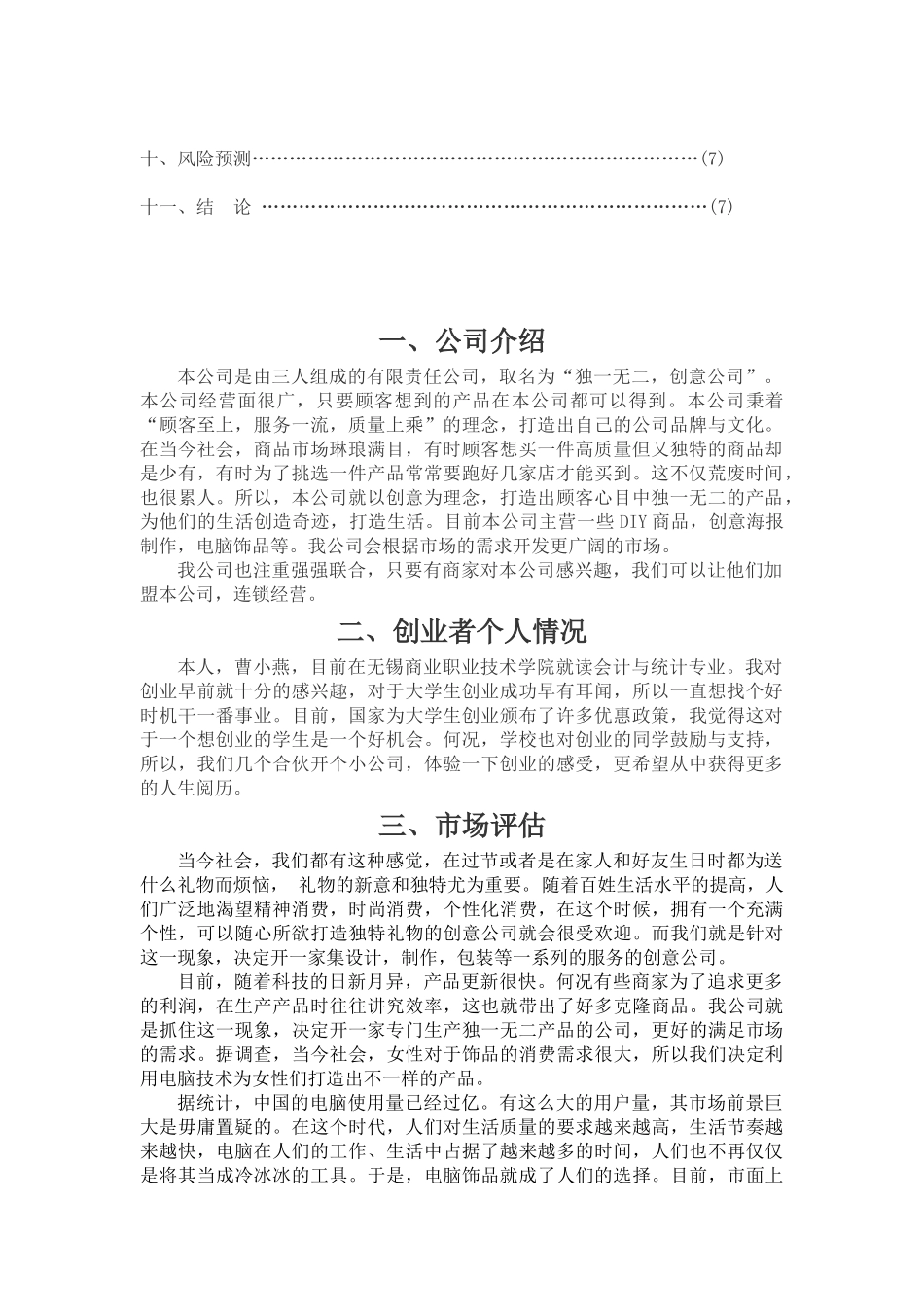 创意公司的创业计划书_第3页