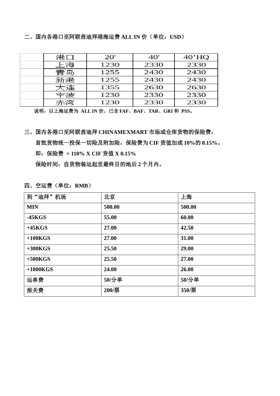 分拨中心认可的中远物流收费标准讲义_第2页