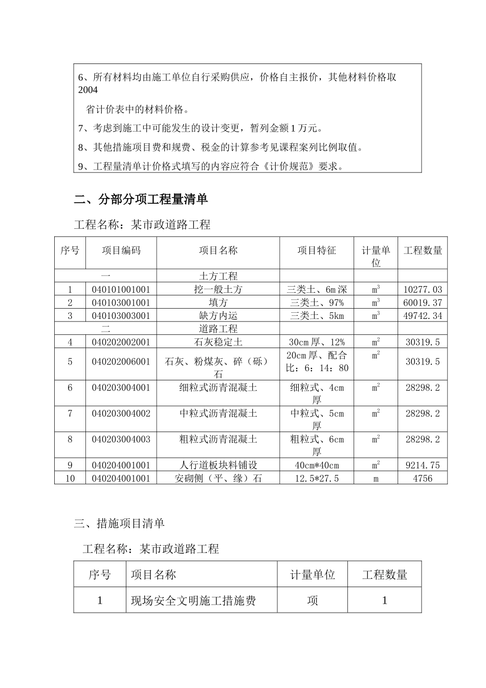 分部分项工程量清单(doc 9页)_第3页