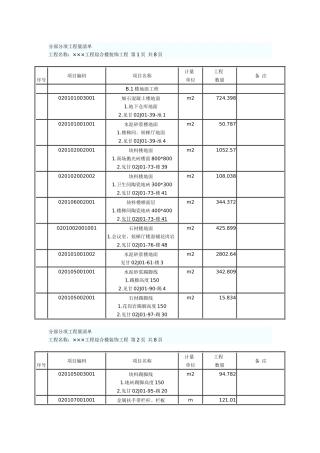分部分项工程量清单