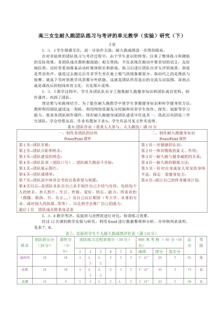 分高三女生耐久跑团队练习与考评的单元教学（实验）研究（下）