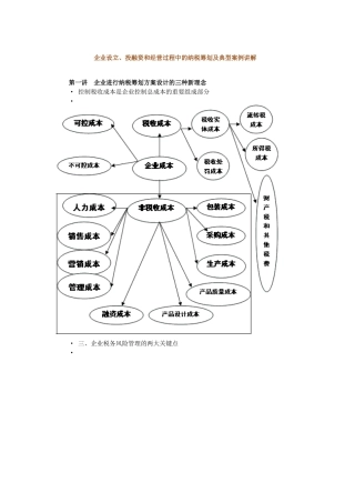 企业设立、投融资和经营过程中的纳税筹划及典型案例讲解