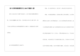 奋斗的青春最美丽作文800字最新5篇