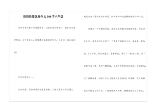 奶奶的爱优秀作文500字六年级
