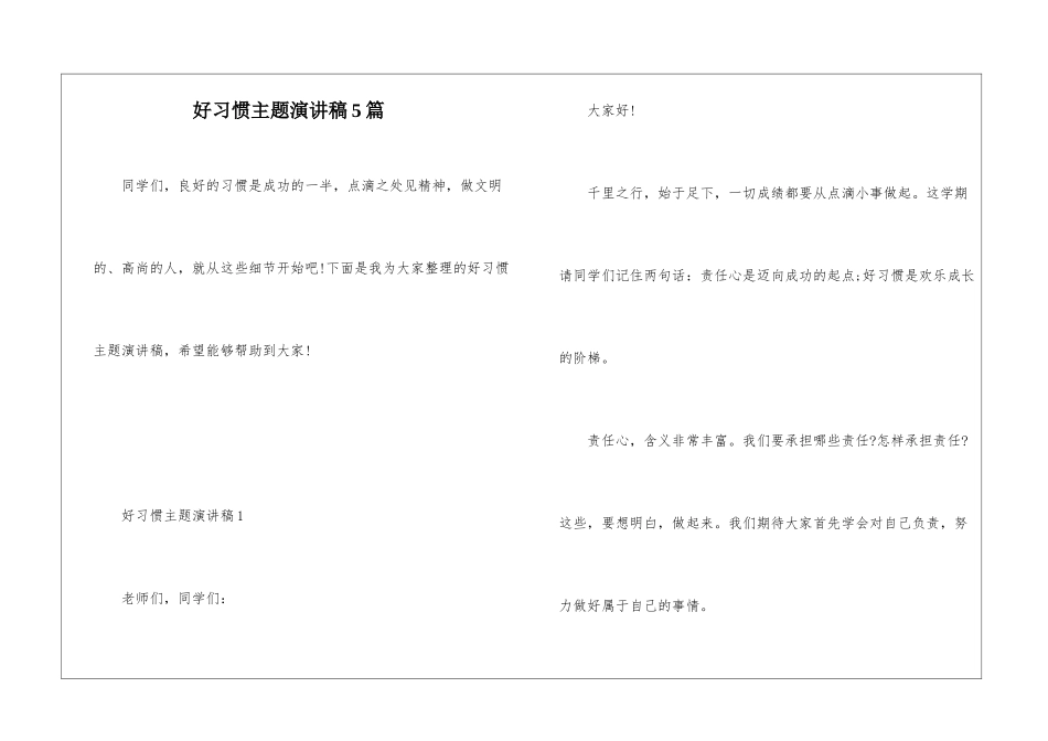 好习惯主题演讲稿5篇_第1页
