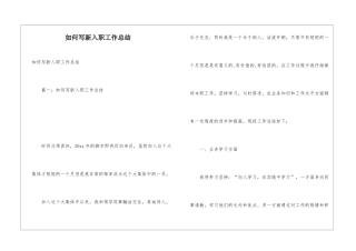 如何写新入职工作总结
