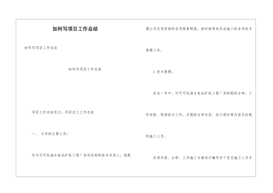 如何写项目工作总结_第1页