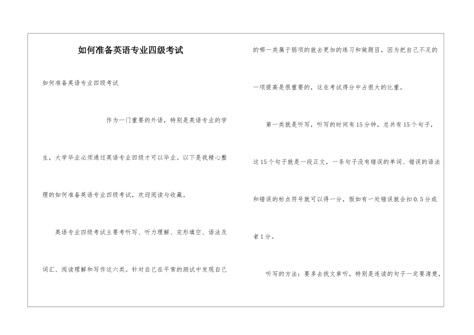 如何准备英语专业四级考试_第1页
