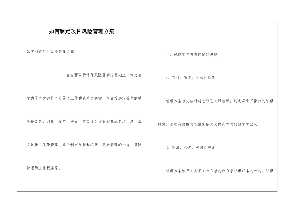 如何制定项目风险管理方案_第1页
