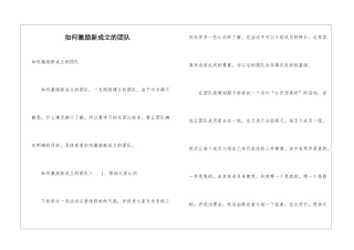 如何激励新成立的团队