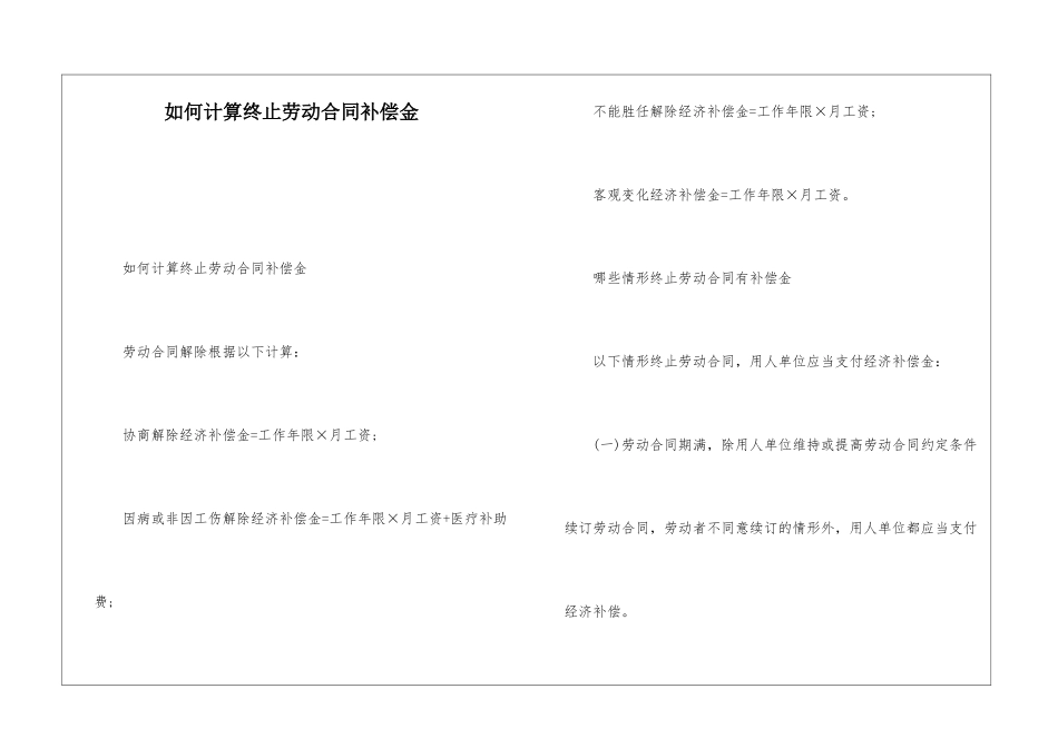 如何计算终止劳动合同补偿金_第1页
