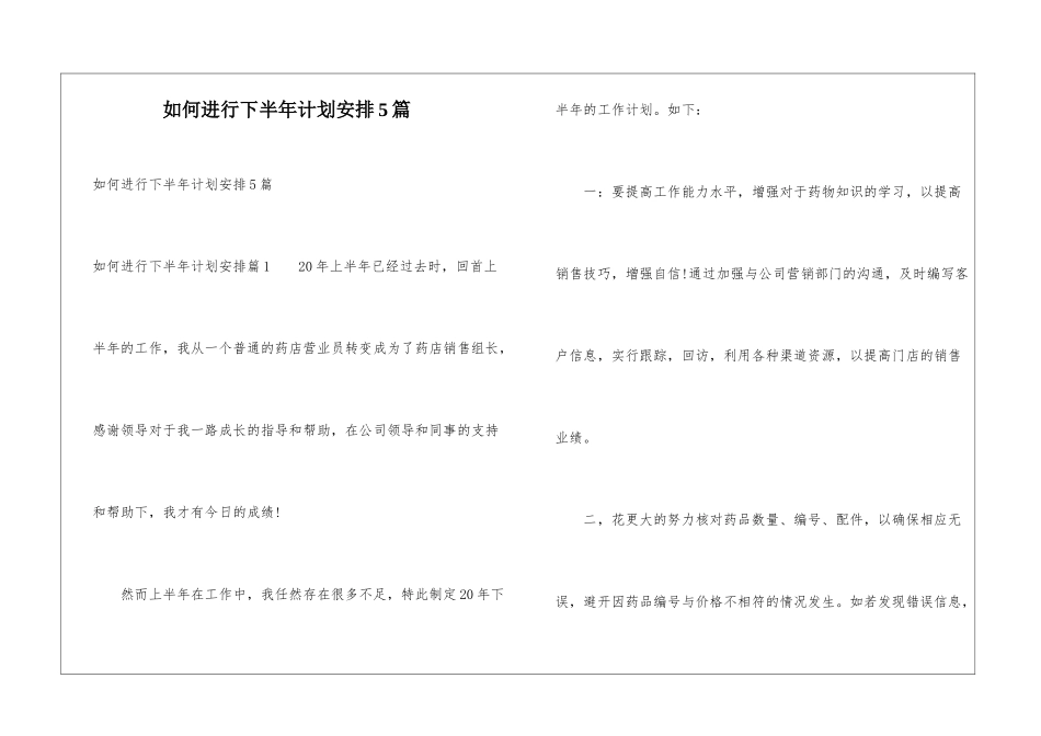 如何进行下半年计划安排5篇_第1页