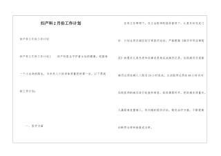 妇产科2月份工作计划