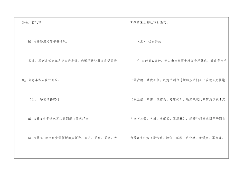 婚宴及迎亲简要工作安排-企划文案_第3页