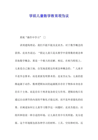 学前儿童数学教育观刍议