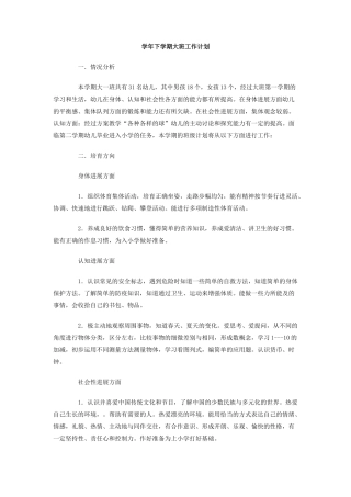 学年下学期大班工作计划