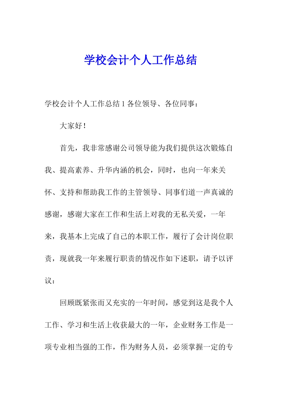 学校会计个人工作总结_第1页