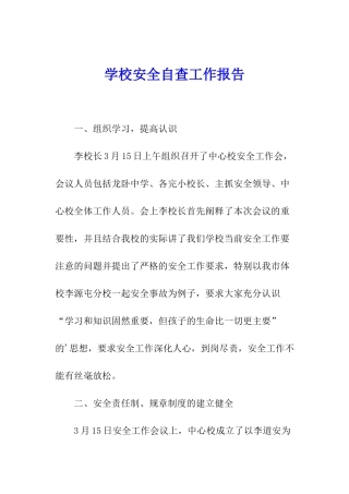 学校安全自查工作报告