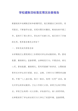 学校建账目标落实情况自查报告-