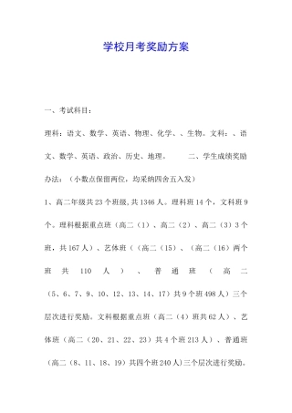 学校月考奖励方案
