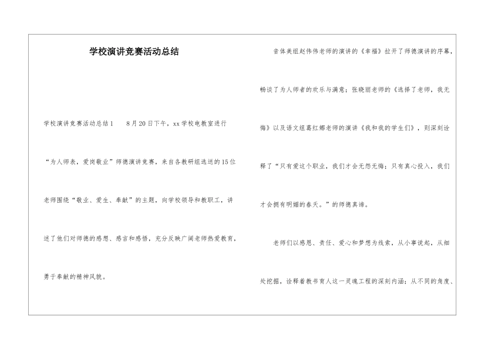 学校演讲比赛活动总结_第1页