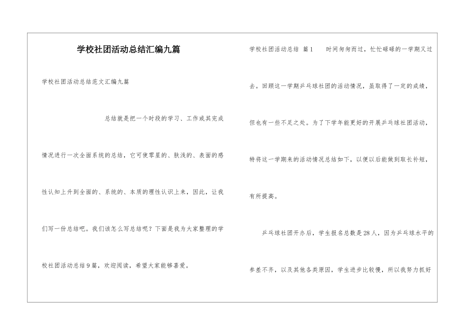 学校社团活动总结汇编九篇_第1页
