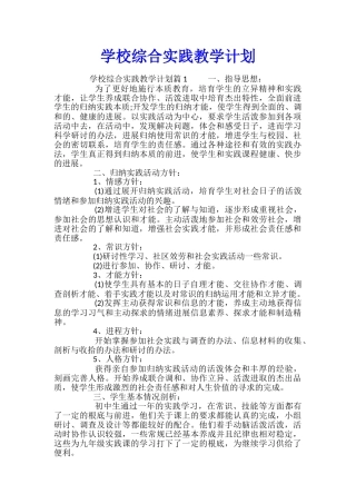 学校综合实践教学计划