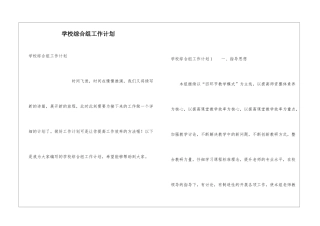 学校综合组工作计划