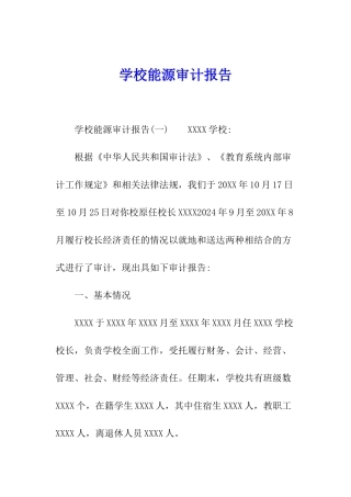 学校能源审计报告