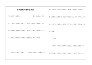 学校自然灾害应急预案