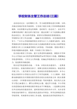 学校财务主管工作总结