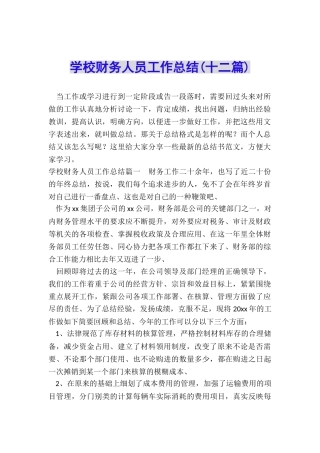 学校财务人员工作总结