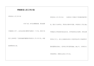 学校财务人员工作计划