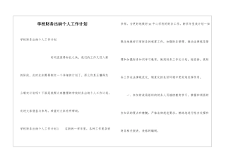 学校财务出纳个人工作计划