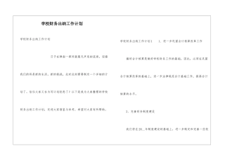 学校财务出纳工作计划