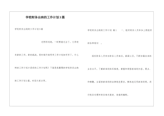 学校财务出纳的工作计划3篇