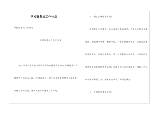 学校财务处工作计划