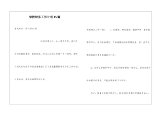 学校财务工作计划15篇