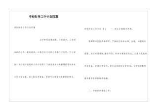 学校财务工作计划四篇