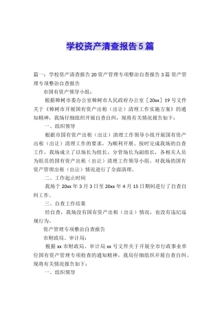 学校资产清查报告5篇