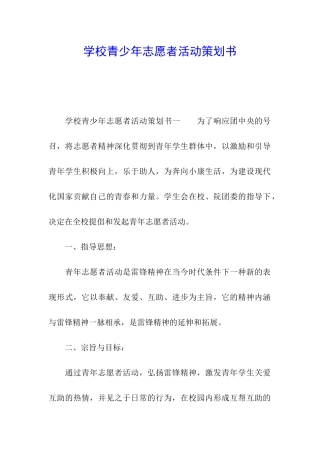 学校青少年志愿者活动策划书